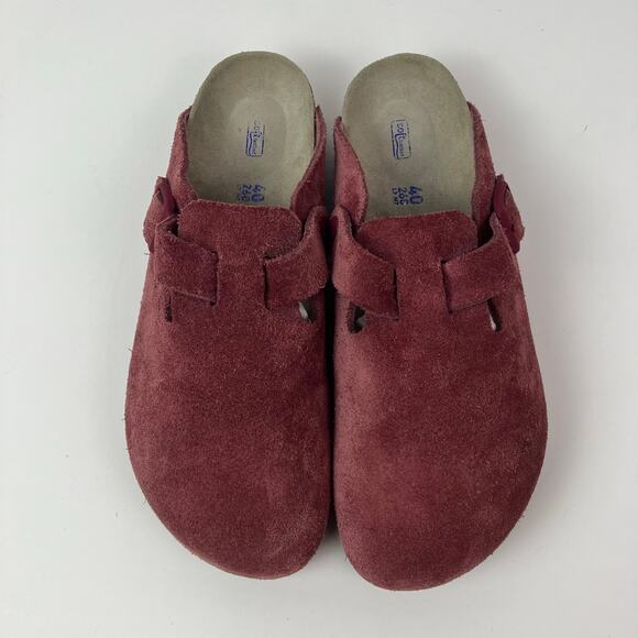 Birkenstock Sz 9-9.5 Boston Suede Clog in Maroon-Mauve Soft Footbed Comfy - Picture 6 of 15